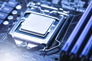 Electronic Technology Images Imprime: Close-up of CPU inside the personal computer