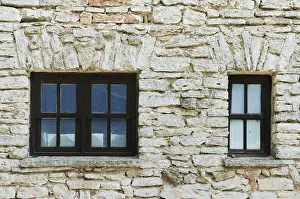 Deserted Stone Wall Imprime: Two Closed Window In The Stone Wall