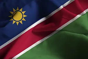 Close Up Flag Images Imprime: Closeup of Ruffled Namibia Flag