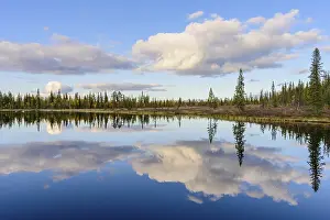 Forest Lake Sweden Imprime: Cloud reflection in a forest lake