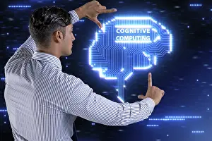 Artificial Intelligence Symbol Imprime: Cognitive computing concept as modern technology