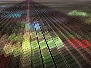 Abstract Computer Wallpaper Imprime: Colored cubes background - abstract computer-generated image