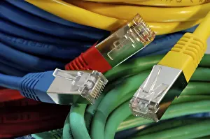 Computer Hardware Equipment Imprime: Coloured network cables for computer