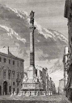 Deserted Cityscape Italy Imprime: The Column of the Immaculate Conception