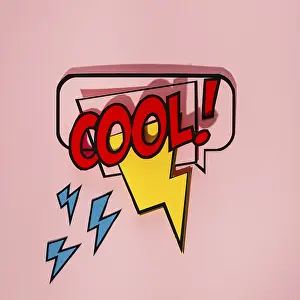 Thunderstorm Mood Image Imprime: Comic speech bubble with expression text cool thunderbolt element