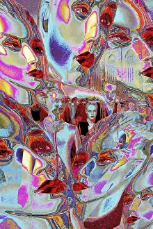 Collage Imprime: COMPOSICIÓN: Máscaras, en el Auer-Dult.