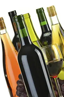 Alcoholic Beverages Imprime: Composition bottles of wine of different sort