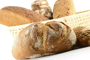 Breakfast Meal Ideas Imprime: Composition with bread and rolls on kitchen table
