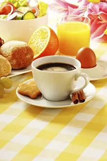 Gastronomy Table Setting Imprime: Composition with breakfast on the table