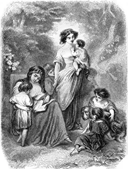 Vintage Engraving Imprime: Composition and design of Tony Johannot