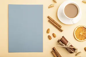 Orange Background Still Life Imprime: Composition with gray paper sheet
