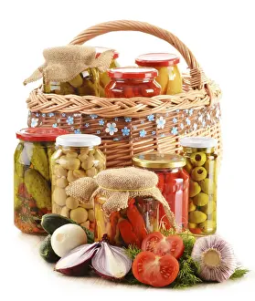 Vegetable Composition Imprime: Composition with jars of pickled vegetables
