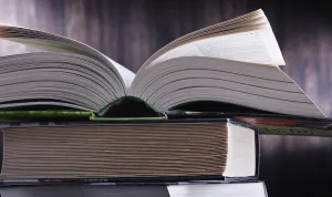 Religious Text Illustration Imprime: Composition with open book on the table