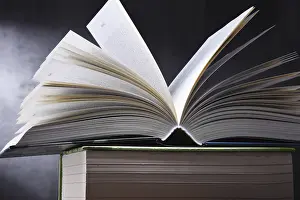 Christian Scripture Study Space Imprime: Composition with open book on the table