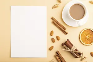 Flat Lay Studio Shot Imprime: Composition with white paper sheet