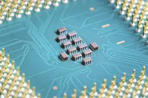 Computer Hardware Component Imprime: Computer chip cpu, close up, Computer technology