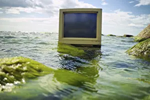Empty Ocean Landscape Imprime: Concept of computer technology and ocean