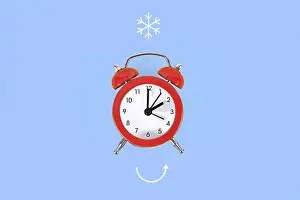 Time Management Concept Imprime: Concept for explaining winter daylight saving time with clock and arrow