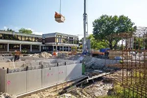 German Town Hall Architecture Imprime: Construction site, start of structural work