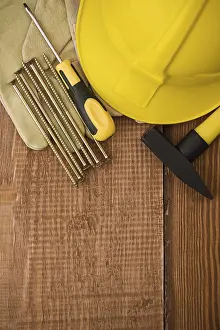 Safety Gear Imprime: Copyspace background of board with tools