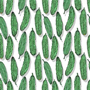 Editable Vector Template Imprime: Cucumbers repeating pattern, editable vector template
