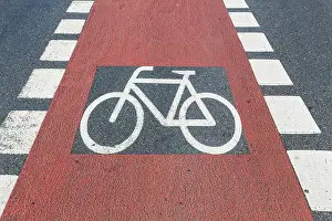 Cycle Path Marking Imprime: Cycle path marking on a pavement