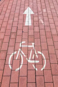 Cycle Path Markings Imprime: Cycle path marking on a pavement