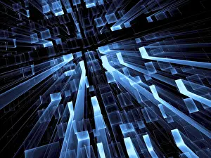 Abstract Computer Generated Image Imprime: Dark blue technology background - abstract computer-generated image