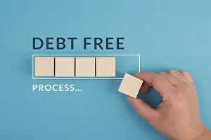 Empty Financial Market Scene Imprime: Debt free in process, loading bar