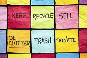 Household Waste Management Imprime: Declutter concept (keep, recycle)