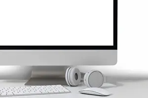 Modern Architecture Imprime: Desktop computer isolated on a white background