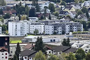 Village Life Scene Imprime: Development of apartment blocks