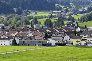 Village Life Scene Imprime: Development of apartment blocks