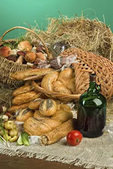 Baked Goods Studio Shots Imprime: Different kinds of bread on a studio background