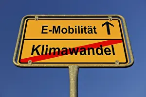 Blue Sky Symbolism Imprime: Digital Composing, Symbol image Combating climate change through e-mobility