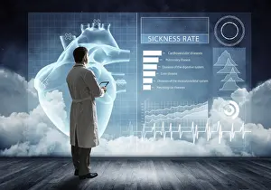Digital Medicine Imprime: Doctor faces digital interface
