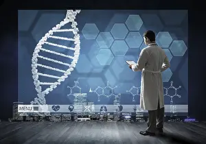 Medical Concept Image Imprime: Doctor faces digital interface