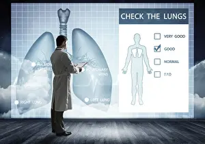 Healthcare Concept Image Imprime: Doctor faces digital interface