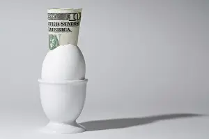 Empty Banknote Scene Imprime: The bill of Ten Dollar in the Egg