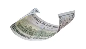 Isolated One Hundred Dollar Bill Imprime: One hundred dollar bill falling or floating on empty background