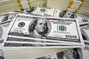 One Hundred Dollar Bill Stacks Imprime: One hundred dollar bill stacks