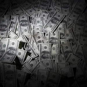 US Dollar Background Imprime: One hundred dollars pile as background