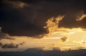Deserted Greek Landscape Imprime: Dramatic clouds, sunset, Cyclades