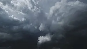 Thunderstorm Atmosphere Images Imprime: Dramatic dark storm clouds in sky background