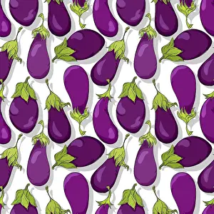 Editable Vector Template Imprime: Eggplant repeating pattern, editable vector template
