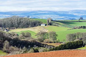 Devon Landscapes Imprime: Fields and Farmlands over Devon