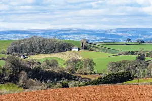 British Countryside Imprime: Fields and Farmlands over Devon