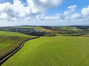 Drone Photography Devon Imprime: Fields and Farms from a drone, Devon