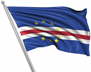 Cabo Verde Imprime: Bandera de Cabo Verde, esta es una imagen generada por computadora y renderizada en 3D.