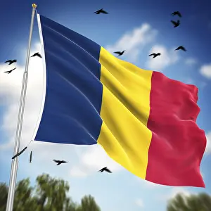 Chad Imprime: Bandera de Chad, esta es una imagen generada por computadora y renderizada en 3D.